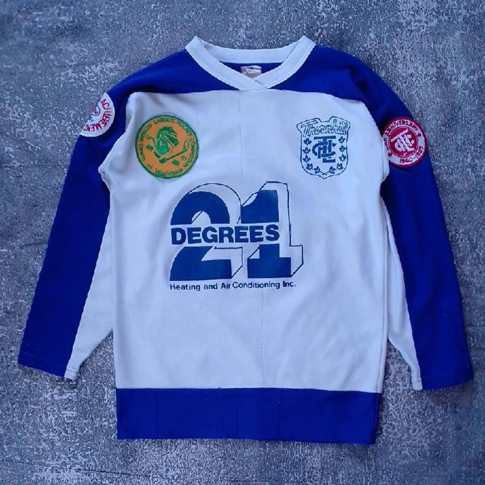 Vintage 1984 21 Degrees Heating And Cooling Thornhill Kids Hockey Jersey
